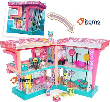 Luna’s Dream Villa Doll House with Accessories and Exclusive Doll and Pets Pink