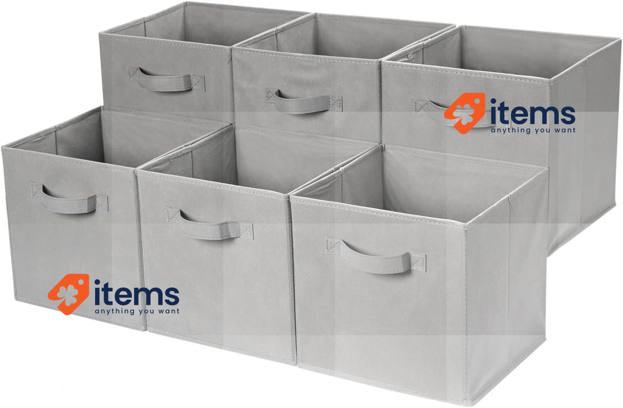 Amazon Basics Collapsible Fabric Storage Cube w/ Handles, 33 x 33 x 33 cm, Grey