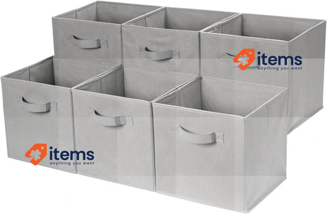 Amazon Basics Collapsible Fabric Storage Cube w/ Handles, 33 x 33 x 33 cm, Grey