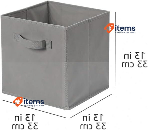 Amazon Basics Collapsible Fabric Storage Cube w/ Handles, 33 x 33 x 33 cm, Grey