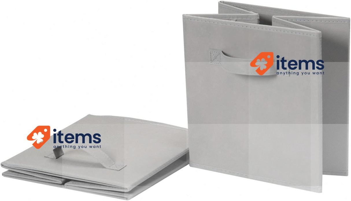 Amazon Basics Collapsible Fabric Storage Cube w/ Handles, 33 x 33 x 33 cm, Grey
