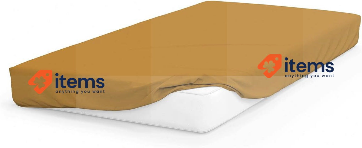 Soleil d ocre Fitted Sheet, Cotton 57 Threads Mustard, 90 x 190 cm 100% Cotton
