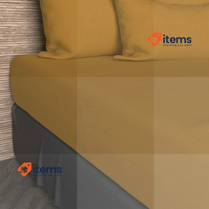 Soleil d ocre Fitted Sheet, Cotton 57 Threads Mustard, 90 x 190 cm 100% Cotton