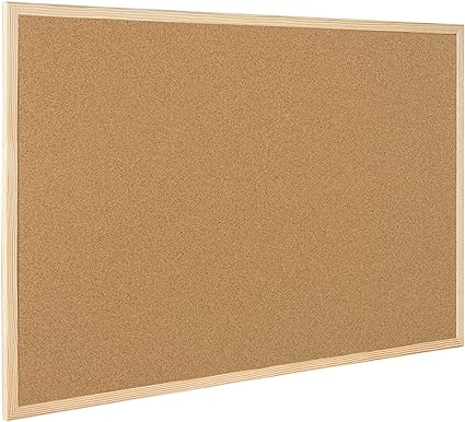 Raylu Paper® Natural Cork Board with Pine Wood Frame, (60 x 40 cm)