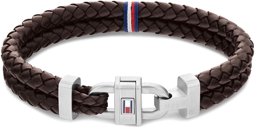 Tommy Hilfiger Men's Leather Stainless Steel Bracelet Brown 32020582