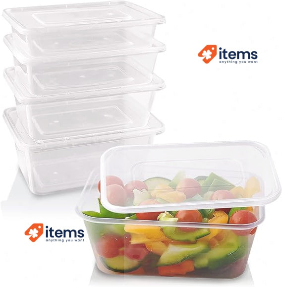 Sabco - 50pcs 1000ml Clear Plastic Microwave Containers With Lids BPA Free