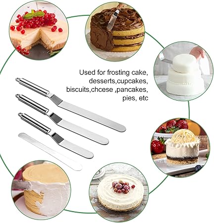 Vinabo Cucina Angled Glaze Stainless Steel Spatula for Icing 4-Piece