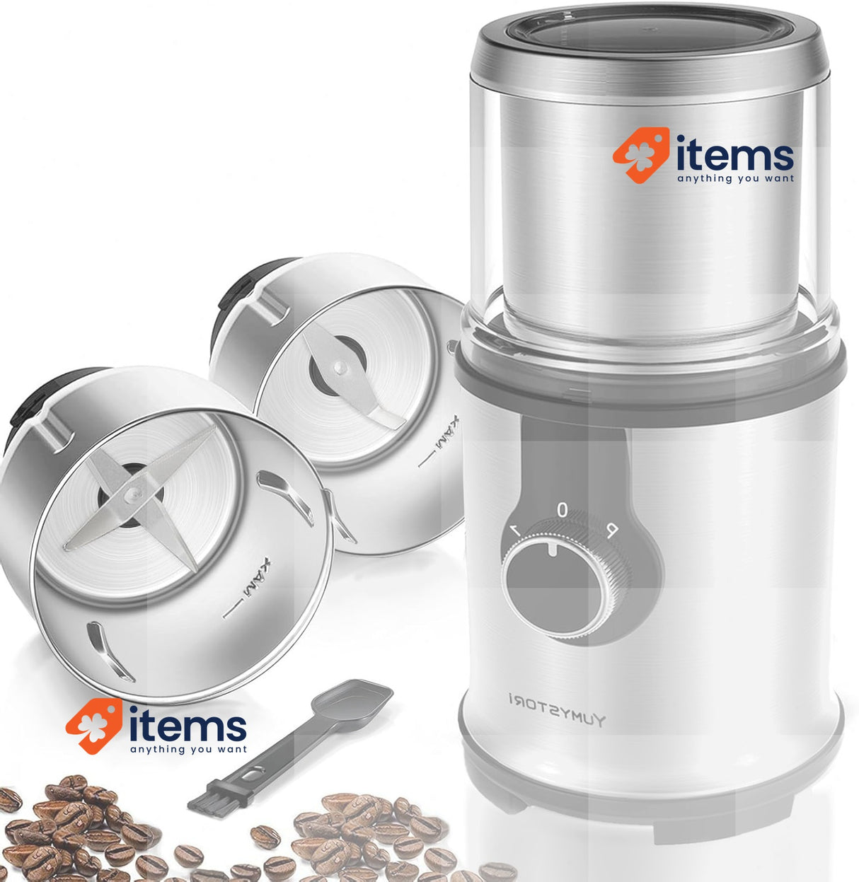 Yumystori Electric Coffee Grinder / Coffee Mill - 350W, Stainless Steel
