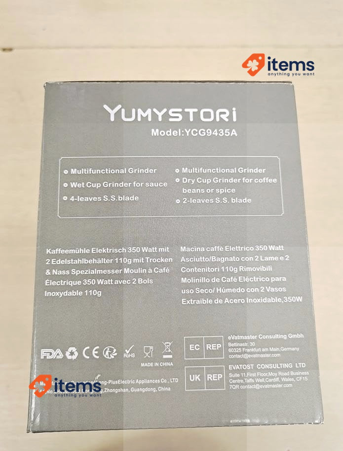 Yumystori Electric Coffee Grinder / Coffee Mill - 350W, Stainless Steel