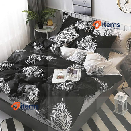 Michorinee Double Cover 220 x 240 cm, Black and White, 2 Pillowcases 65 x 65cm