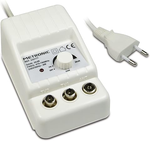 Metronic 332177 Indoor TV Aerial Amplifier DTT Channel White