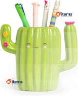 Legami Desk Friends Ceramic Pen Holder, 12.5 x 7.5 cm, Cactus Theme, for Desk