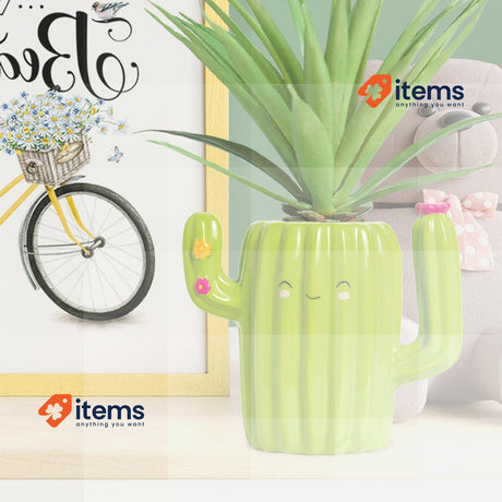 Legami Desk Friends Ceramic Pen Holder, 12.5 x 7.5 cm, Cactus Theme, for Desk