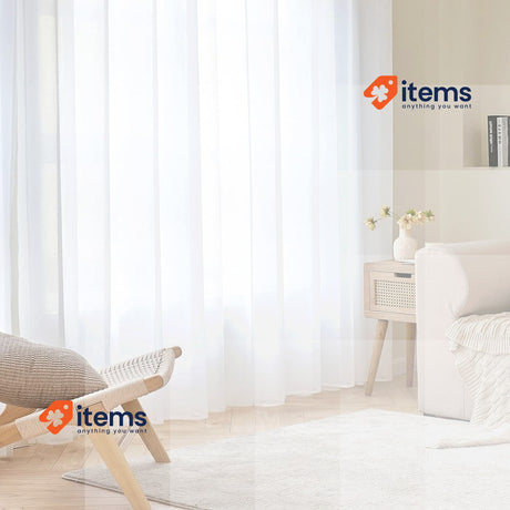 EMEMA Set Of 2 Sheer Voile Curtains White Eyelets Transparent Polyester Eyelet