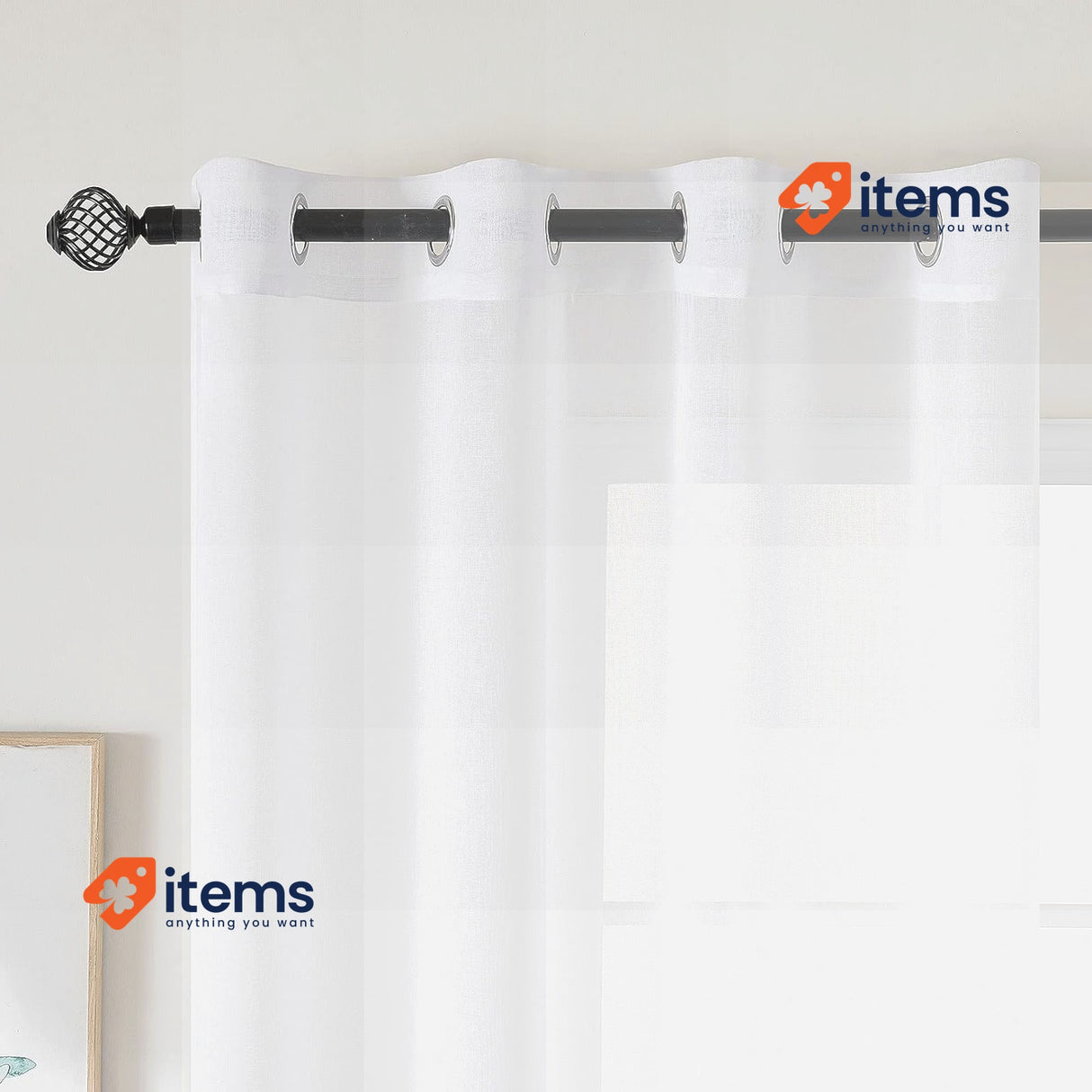 EMEMA Set Of 2 Sheer Voile Curtains White Eyelets Transparent Polyester Eyelet