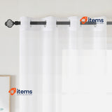 EMEMA Set Of 2 Sheer Voile Curtains White Eyelets Transparent Polyester Eyelet