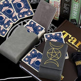 Skylety 2 Packs Tarot Card Holder Leather Sun Moon Tarot Card Box Grey Black