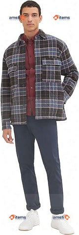 TOM TAILOR Men s Shirt with Checked Pattern Red Size XX Large XXL Blue Grey Mini