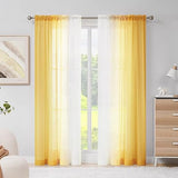 Melodieux Curtains with Ruffle Tape, Ombre Transparent Curtains Yellow/White