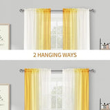 Melodieux Curtains with Ruffle Tape, Ombre Transparent Curtains Yellow/White