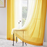 Melodieux Curtains with Ruffle Tape, Ombre Transparent Curtains Yellow/White