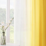 Melodieux Curtains with Ruffle Tape, Ombre Transparent Curtains Yellow/White