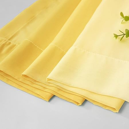 Melodieux Curtains with Ruffle Tape, Ombre Transparent Curtains Yellow/White