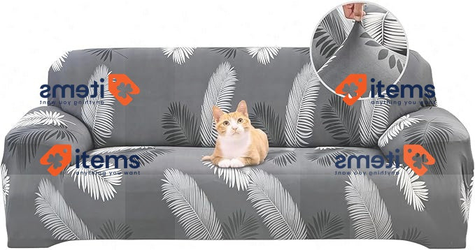 Jaotto Elastic 4 Seater Sofa Cover Non Slip Resistant Grey Feather, 4 Seater