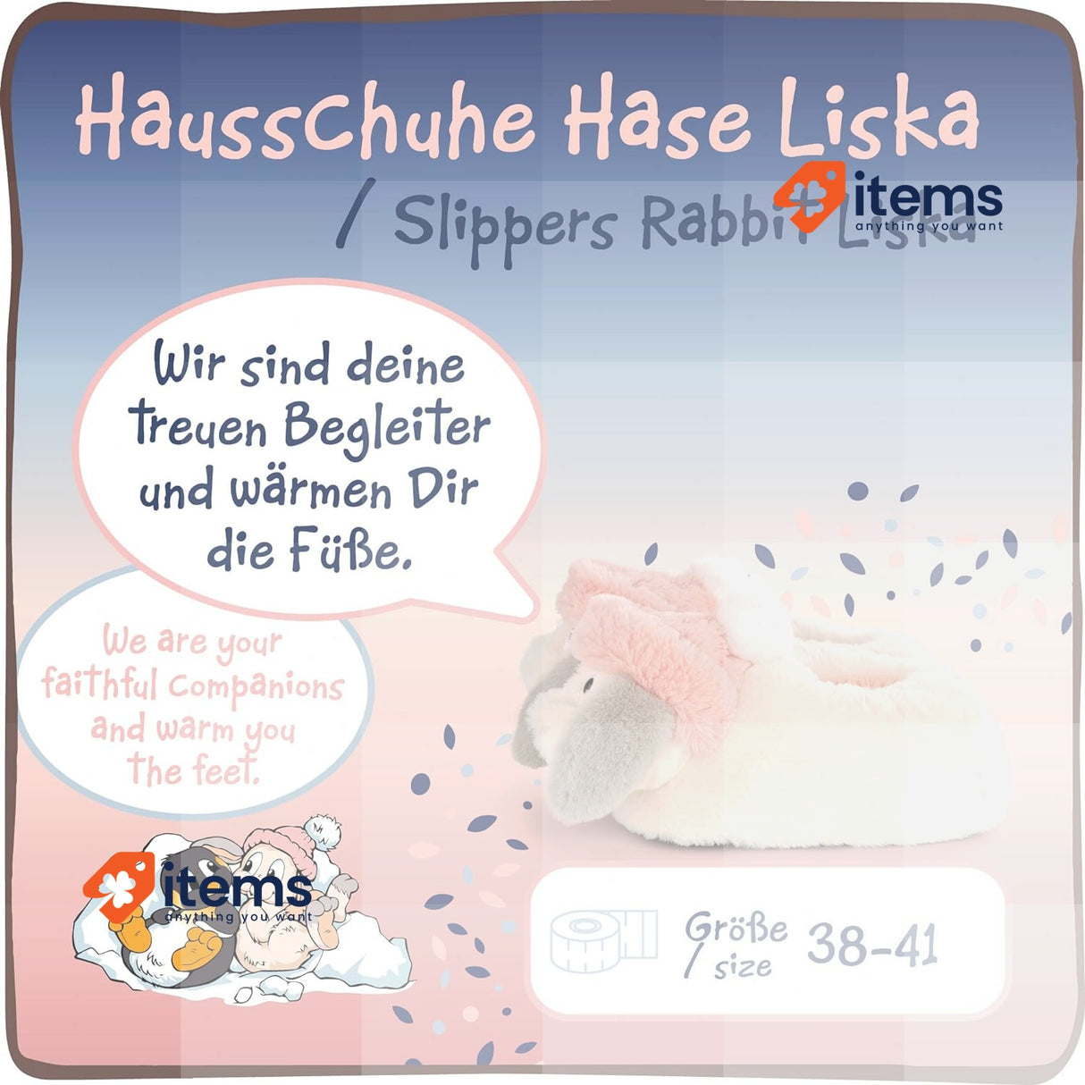 NICI Liska The Rabbit Slippers Size 38 - 41 L I Figurative Non Slip Children