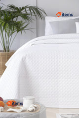 Todocama Fine Boutique Bedspread Diamond Design, 80/90 180 x 260 cm, White 100%