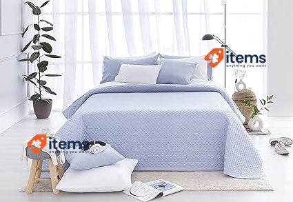 Todocama Fine Boutique Quilt With Pique Design Cama 80/90 180x260cm Light Blue