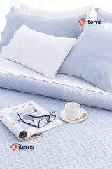 Todocama Fine Boutique Quilt With Pique Design Cama 80/90 180x260cm Light Blue