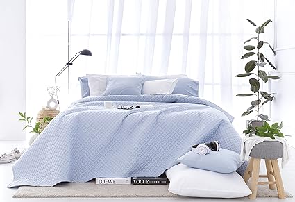 Todocama Fine Boutique Quilt with Pique Design Cama 80/90 180x260cm Light Blue