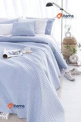 Todocama Fine Boutique Quilt With Pique Design Cama 80/90 180x260cm Light Blue