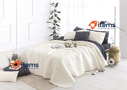 Todocama Fine Boutique Pique Bedspread 250x260cm Beige Microfibre
