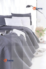 Todocama Fine Pique Quilt for all seasons, 140/150/160-250x260cm, Dark Grey
