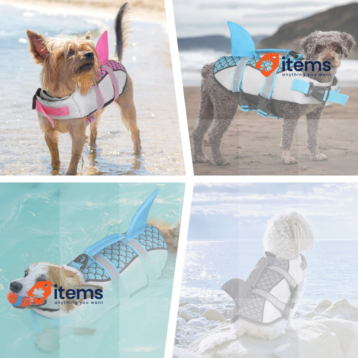 CITÉTOILE Dog Shark Life Jackets S Floatation Jacket Large Water Vest Buoyancy