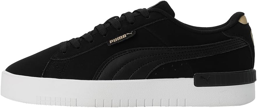 PUMA Women's Jada Renew Nubuck Fashion Sneaker Black/Gold/White 40