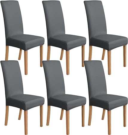 Amazon Basics Stretch Dining Chair Slipcover, Set of 6, Dark Grey