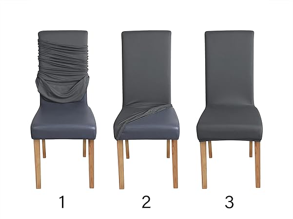 Amazon Basics Stretch Dining Chair Slipcover, Set of 6, Dark Grey