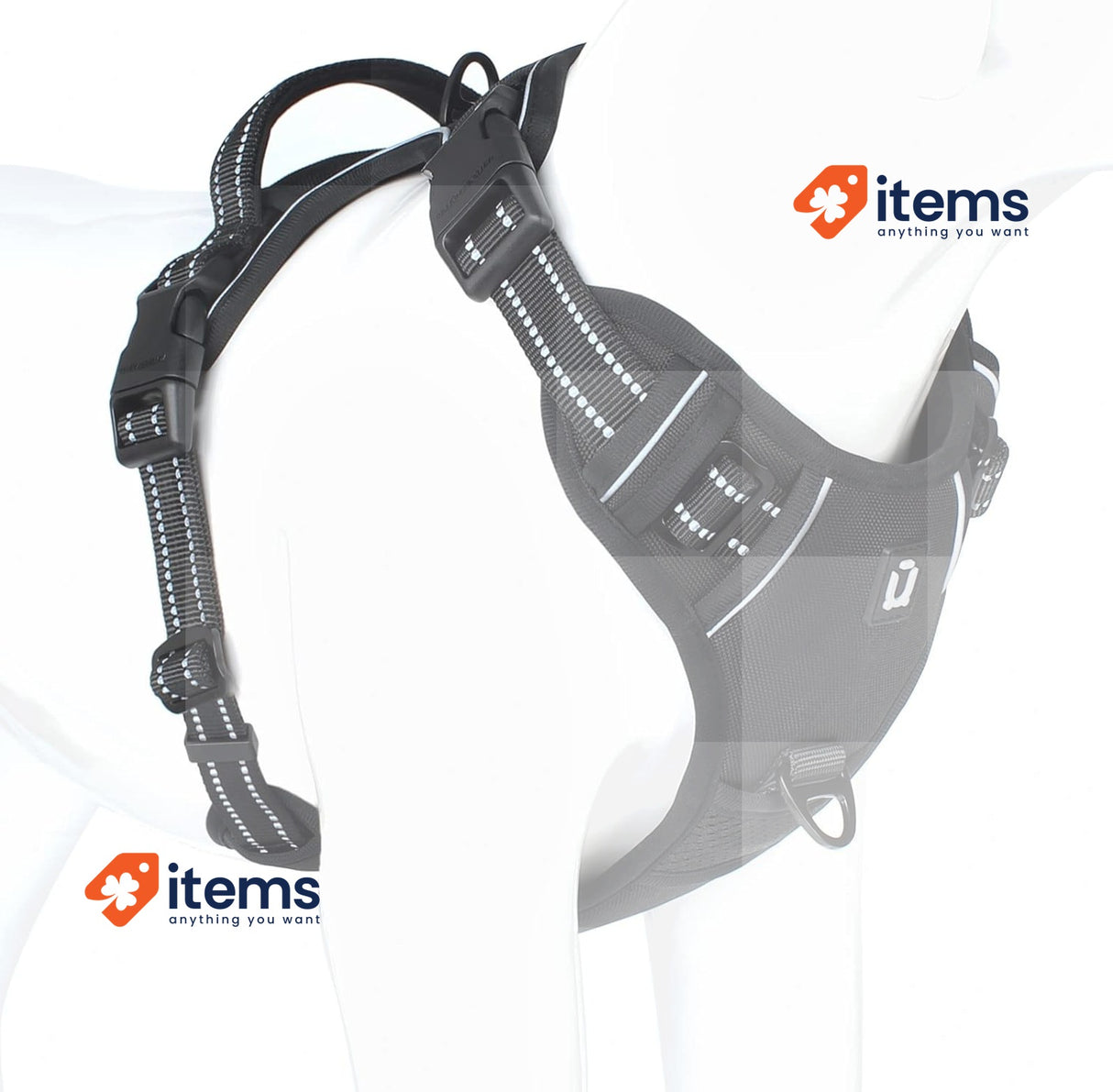 Dog Training Harness Vest Black No Pull Release Neck Reflective Adjustable Choke