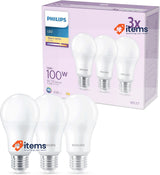 Philips LED Frosted A67 Light Bulb 3 Pack Warm White 2700K - E27 Edison Screw