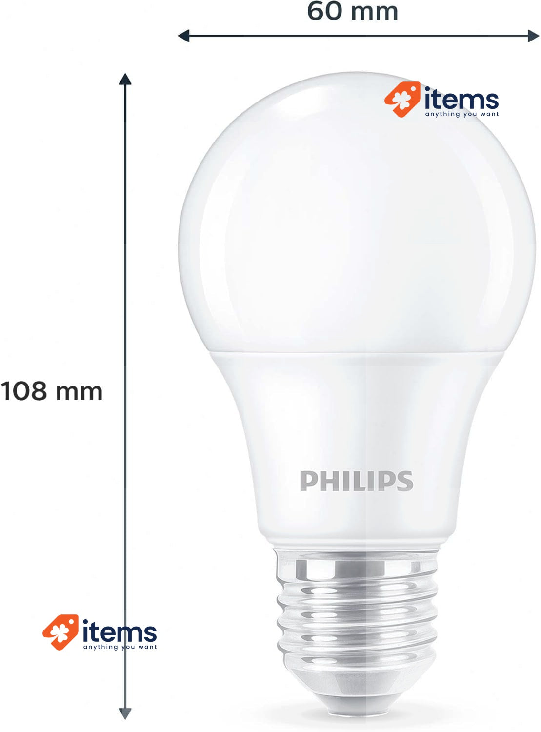 Philips LED Frosted A60 Light Bulb 2 Pack, Warm White 2700K - E27 Edison Screw
