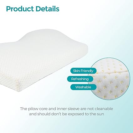 Edihome, Cervical Pillow, Viscoelastica, 50x30x10 White