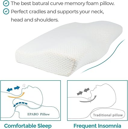 Edihome, Cervical Pillow, Viscoelastica, 50x30x10 White