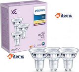 Philips Classic LED GU10 Bulb, 35 W, Clear, Warm White, Non-Dimmable, 3-Pack