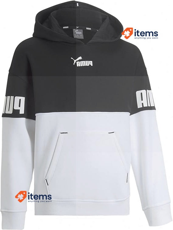 PUMA Girl's Power Colorblock Hoodie Black FL G Sweat Other Girls Clothing