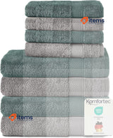 Komfortec Set of 4 Bath Towels & 4 Hand Towels, Anthracite Grey/Dark Green 8