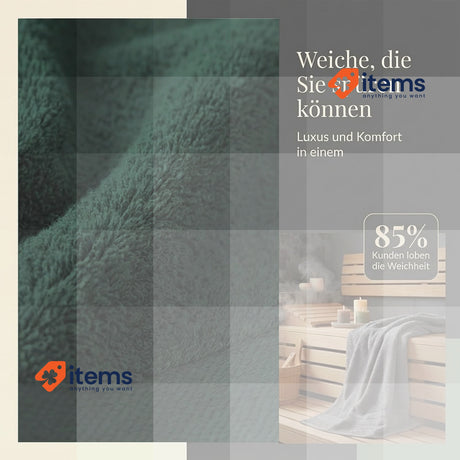 Komfortec Set of 4 Bath Towels & 4 Hand Towels, Anthracite Grey/Dark Green 8