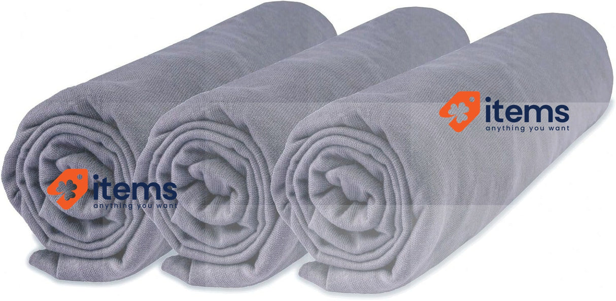 Easy Dort Set of 3 Fitted Sheets 70 x 160 cm for Baby Cot, 100% Cotton, Grey